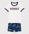 Kinder-Kurzpyjama aus Baumwolle mit Paris-Motiv im Toile-de-Jouy-Stil für Jungen blau MEDIEVAL/weiss MULTICO