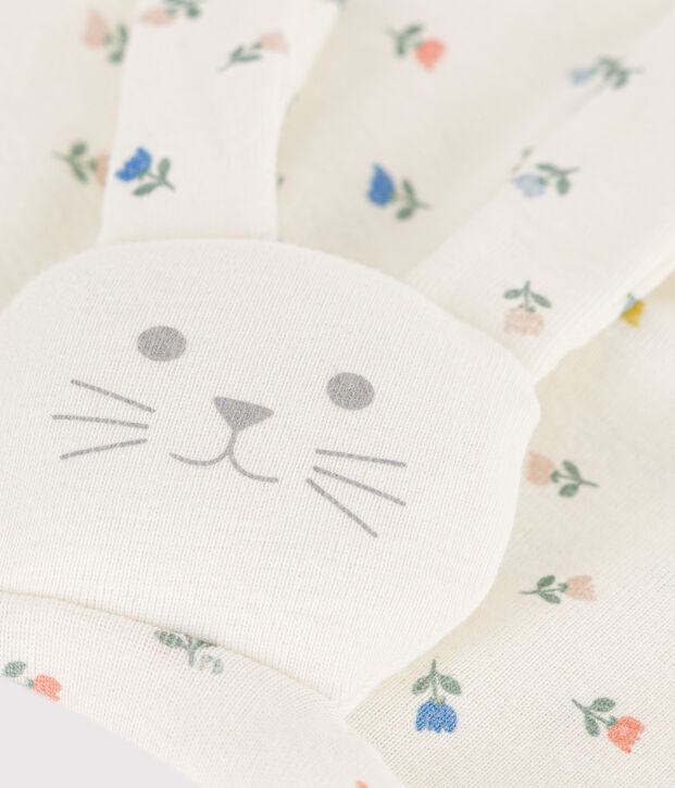 Kuscheltier aus Baumwolle mit Blumen weiss/vielfarbig