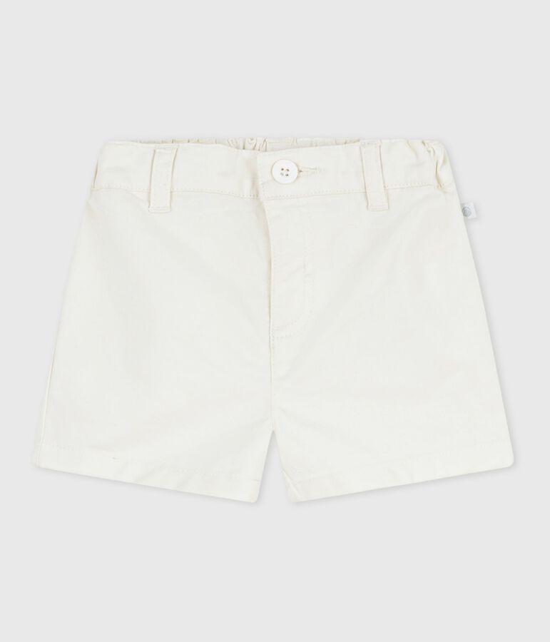 Baby-Shorts aus einfarbiger Baumwolle weiss MARSHMALLOW