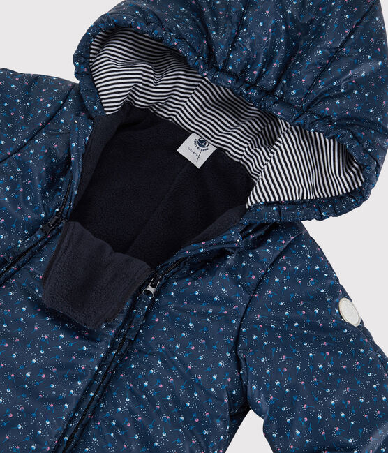 Baby-Fliegeroverall mit Muster blau MEDIEVAL/weiss MULTICO
