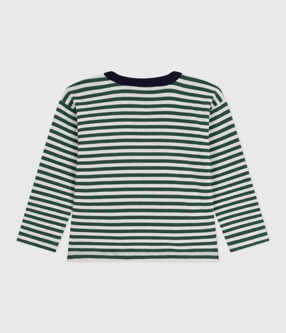 Langärmeliges Kinder-T-Shirt aus Baumwolle mit Streifen grün WILLOW/ MONTELIMAR:WILLOW/ MONTELIMAR