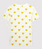 Baumwoll-T-Shirt mit Rundhalsausschnitt und Herz-Applikation Damen weiss MARSHMALLOW/gelb OCRE