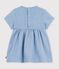 Kurz&auml;rmeliges Chambray-Babykleid mit Herzstickerei blau