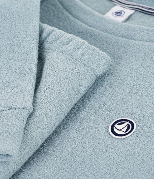 Damen-Pyjama aus einfarbigem Baumwoll-Frottee SEDUMBLUE