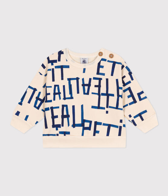 Baby-Sweatshirt aus bedrucktem Molton weiss AVALANCHE/ MULTICO