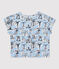 Gemusterte kurzärmelige Kinderbluse für Mädchen weiss MARSHMALLOW/weiss MULTICO