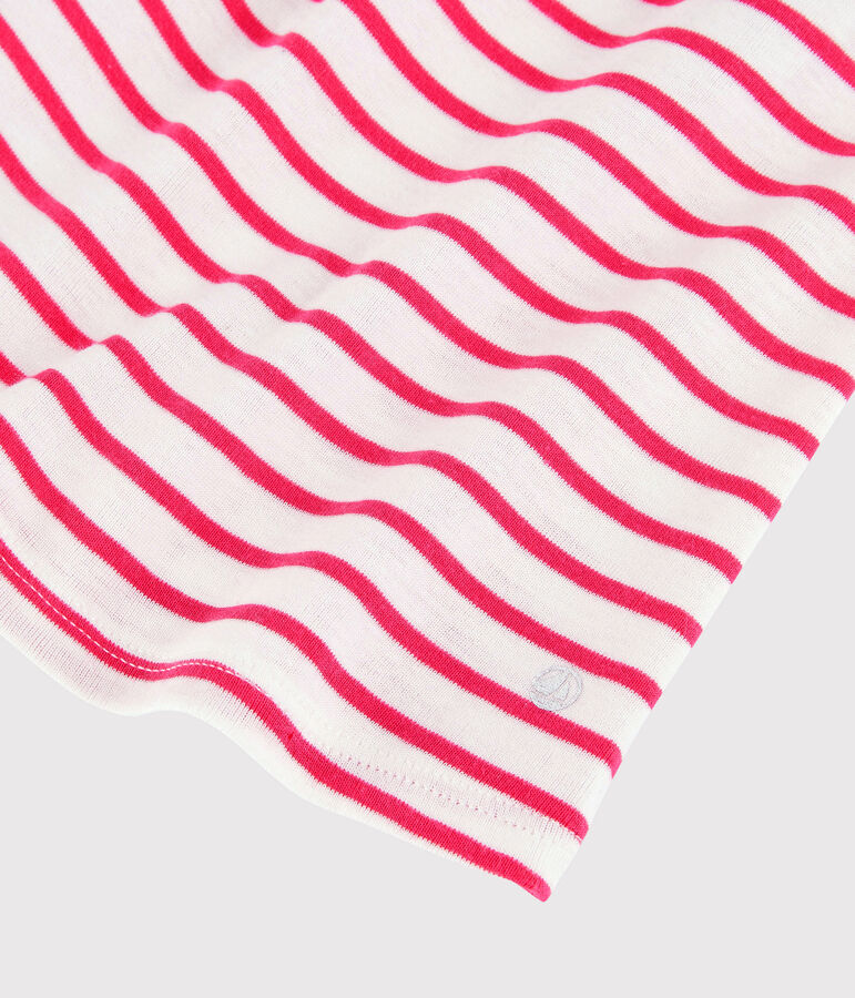 Kurz&auml;rmeliges gestreiftes Babykleid aus Rippstrick f&uuml;r M&auml;dchen weiss MARSHMALLOW/rosa GEISHA