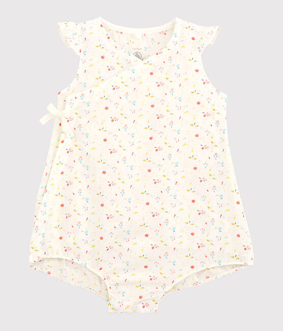 Baby-Einteiler aus Bio-Baumwoll-Doppeljersey in Cotton Rich Qualität mit floralem Muster für Mädchen weiss MARSHMALLOW/weiss MULTICO