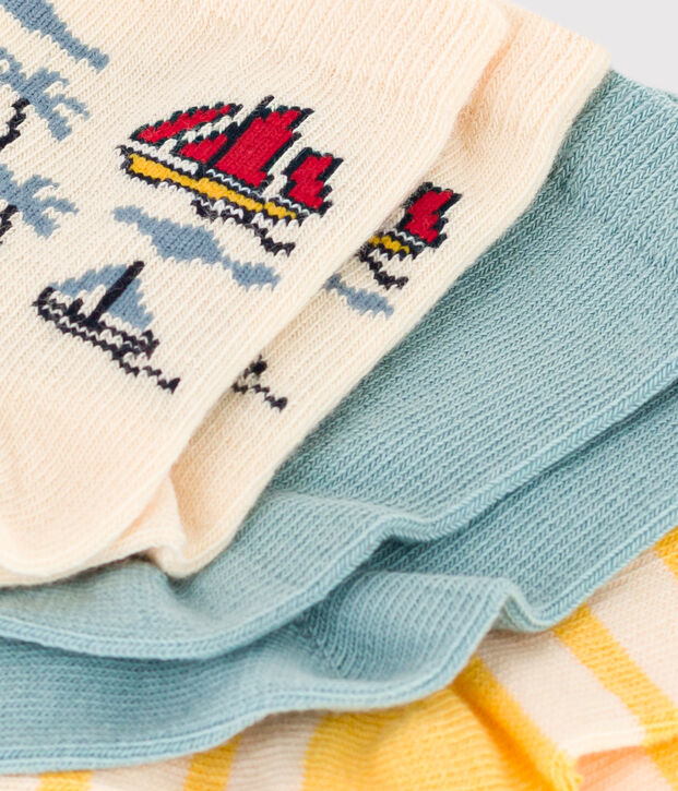 3er-Set Babysocken aus Baumwolljersey mit Entdeckermotiv vielfarbig