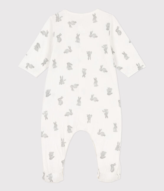 Strampler aus Doppeljersey mit Hasen weiss MARSHMALLOW/grau GRIS