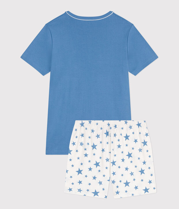 Kinder-Kurzpyjama aus Baumwolle blau/weiss