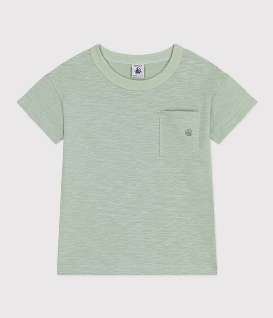 T-Shirt aus geflammtem Jersey Kinder/Jungen grün HERBIER