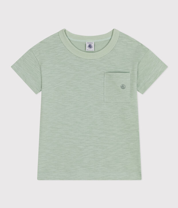 T-Shirt aus geflammtem Jersey Kinder/Jungen gr&uuml;n