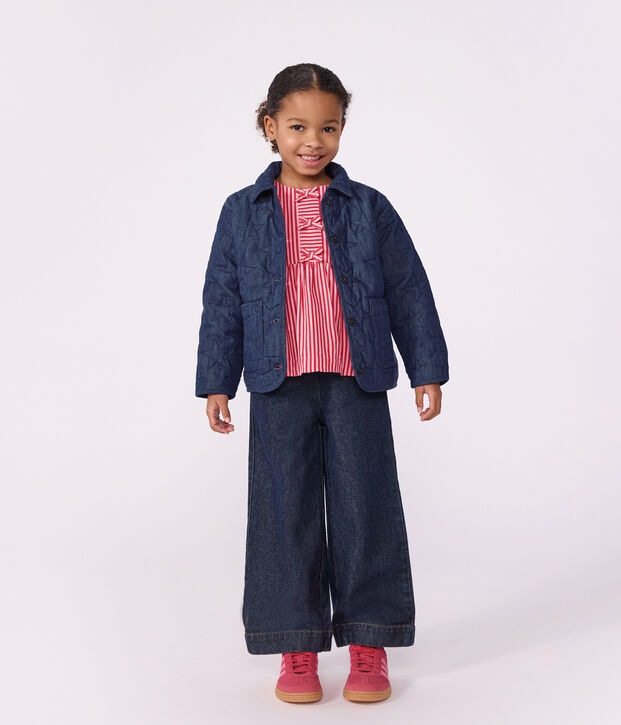 Kinder-Jacke aus einfarbigem Denim mit Sternen blau