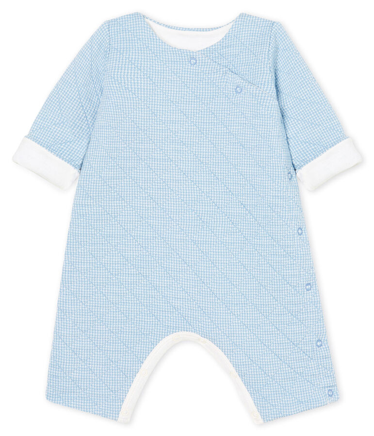 Langer Baby-Overall aus gestepptem Doppeljersey blau/weiss