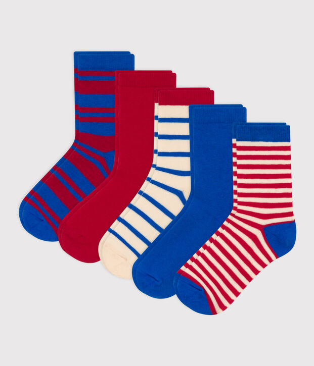 5er-Set gestreifte Kindersocken aus Baumwolljersey vielfarbig