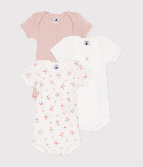 3er-Set kurzärmelige Bodys aus Baumwolle mit Blumenmotiv für Babys variante 1