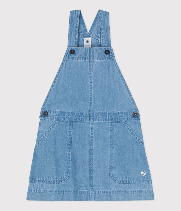Kinder-Latzkleid aus leichtem Denim f&uuml;r M&auml;dchen blau