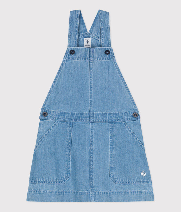 Kinder-Latzkleid aus leichtem Denim f&uuml;r M&auml;dchen blau