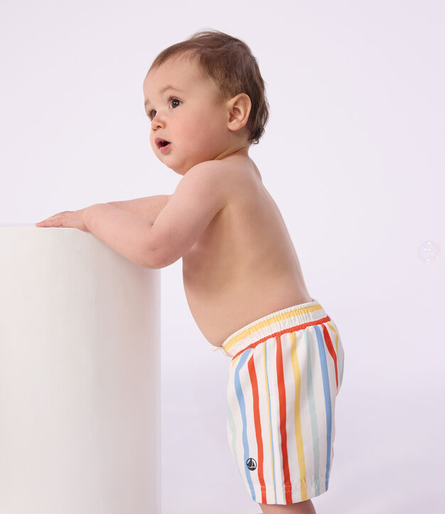 Baby-Badeshorts mit Streifen weiss/vielfarbig