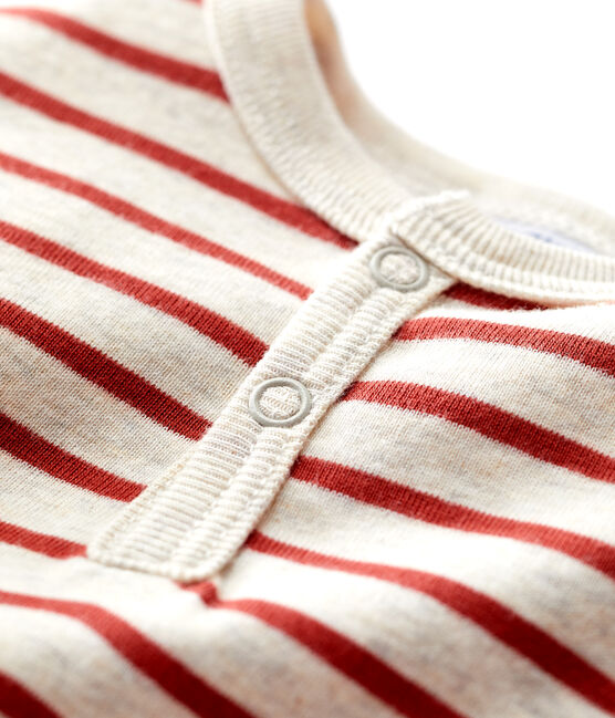 Gestreifter Baby-Body aus Bio-Baumwolle mit Knopfleiste am Kragen beige MONTELIMAR/ OMBRIE