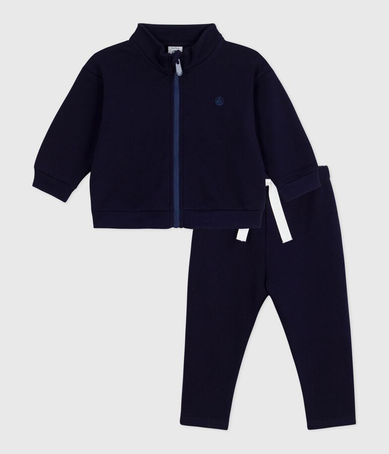 Baby-Set Sweatshirt und Hose aus einfarbiger Baumwolle blau