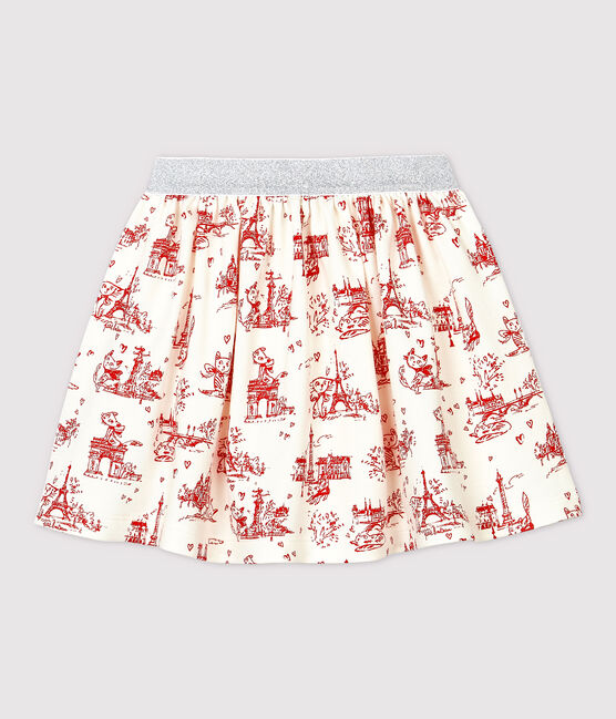 Kinderrock aus Molton für Mädchen weiss MARSHMALLOW/rot TERKUIT