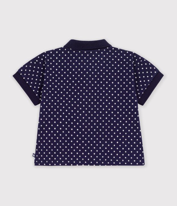 Kurz&auml;rmeliges Baby-Poloshirt aus Baumwolle mit Schiffchenmuster blau/weiss