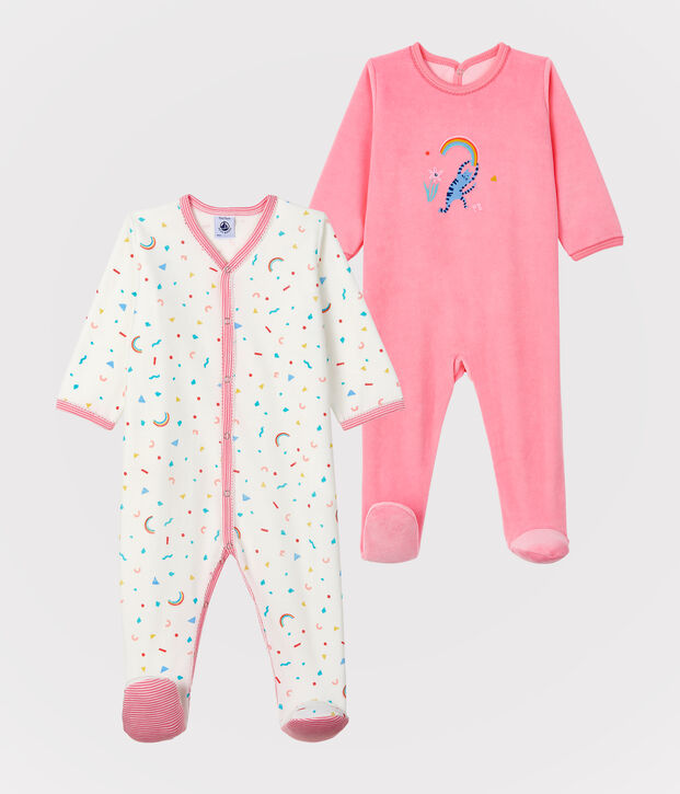 2er-Set Baby-Strampler f&uuml;r M&auml;dchen aus Samt vielfarbig