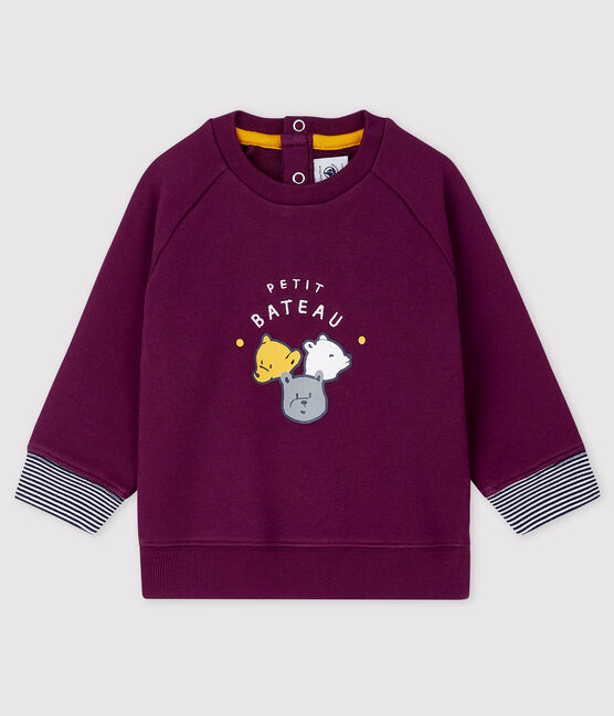 Gemustertes Baby-Sweatshirt für Jungen violett CEPAGE