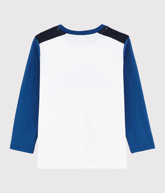 Kinder-T-Shirt aus Jersey für Jungen weiss MARSHMALLOW/blau MAJOR