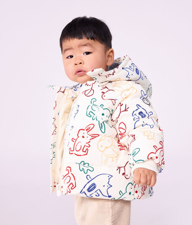 Baby-Winterjacke aus Polyester mit Tiermotiv naturfarben/vielfarbig