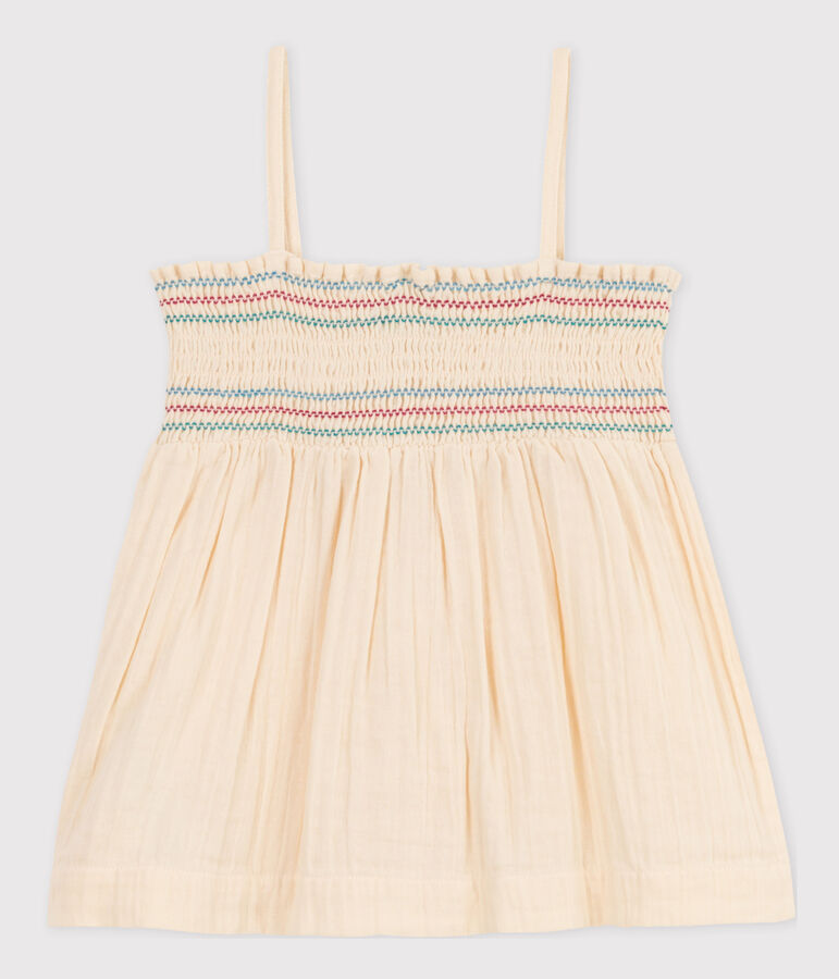 &Auml;rmellose Kinderbluse aus Musselin-Stoff f&uuml;r M&auml;dchen naturfarben