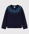 Kinder-Cardigan aus Wolle und Baumwolle für Mädchen blau SMOKING/weiss MULTICO