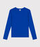 Langärmeliges Damen-T-Shirt L'Iconique aus einfarbigem Rippstrick blau CALVIN