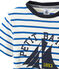 Bedrucktes Jungen-T-Shirt mit Streifen weiss MARSHMALLOW/blau PERSE