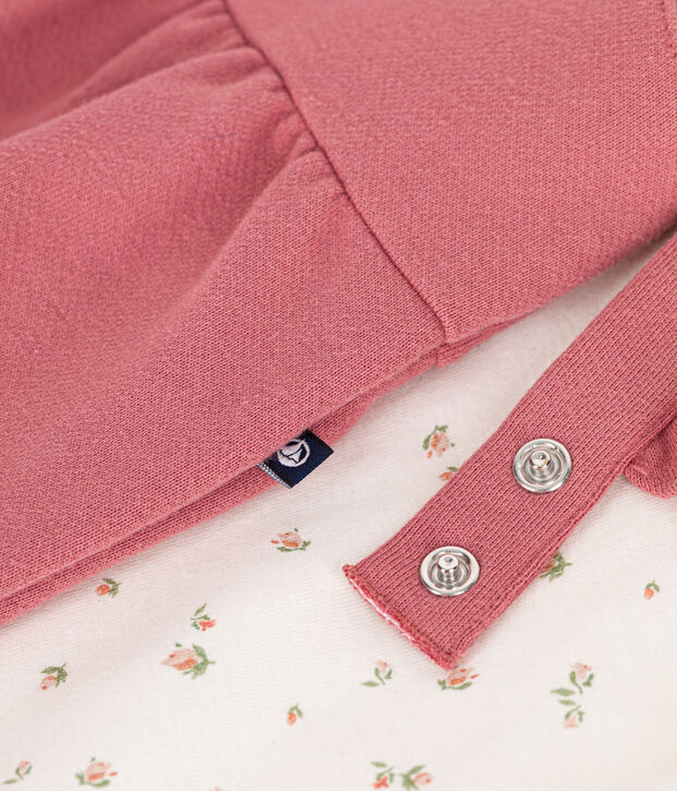 Baby-Set Latzhose aus Molton und T-Shirt aus Baumwolle rosa/vielfarbig