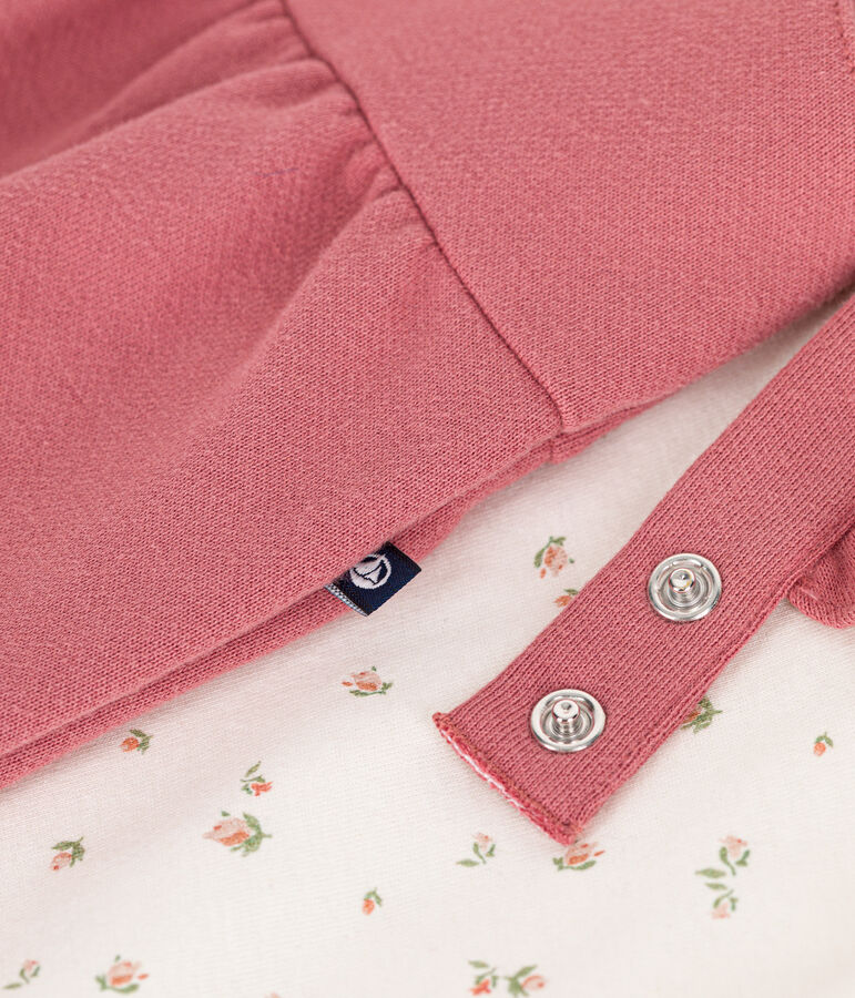 Baby-Set Latzhose aus Molton und T-Shirt aus Baumwolle rosa/vielfarbig