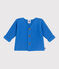 Baby-Cardigan kraus rechts gestrickt aus Baumwolle blau EDNA