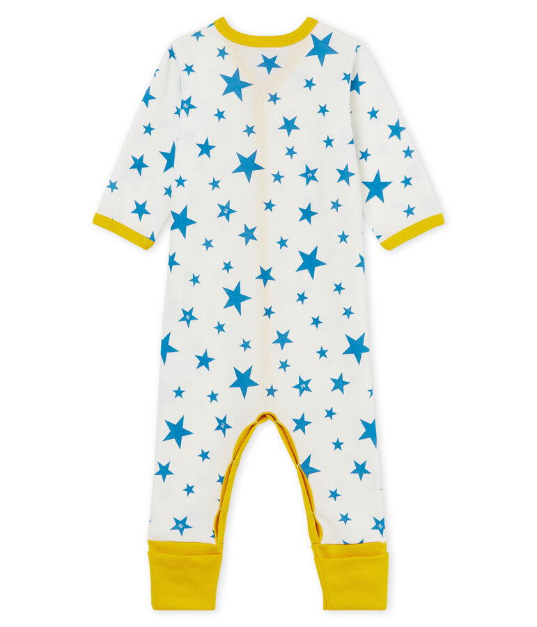 Baby-Strampler ohne F&uuml;&szlig;e aus Rippstrick f&uuml;r Jungen weiss MARSHMALLOW/blau ALASKA