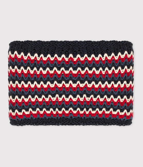 Kinder-Snood für Mädchen und Jungen blau SMOKING/weiss MULTICO