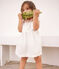Ärmelloses Baby-Kleid aus gemusterter Baumwolle weiss MARSHMALLOW