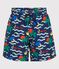 Kinder-Badeshorts mit Muster blau/vielfarbig