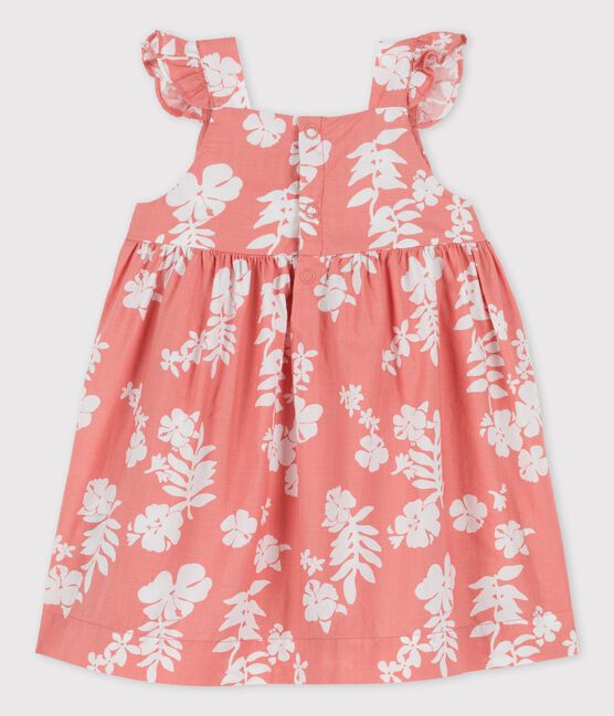 Babykleid aus Popeline mit Hawaii-Print rosa PAPAYE/ MARSHMALLOW