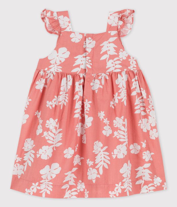 Babykleid aus Popeline mit Hawaii-Print rosa/weiss
