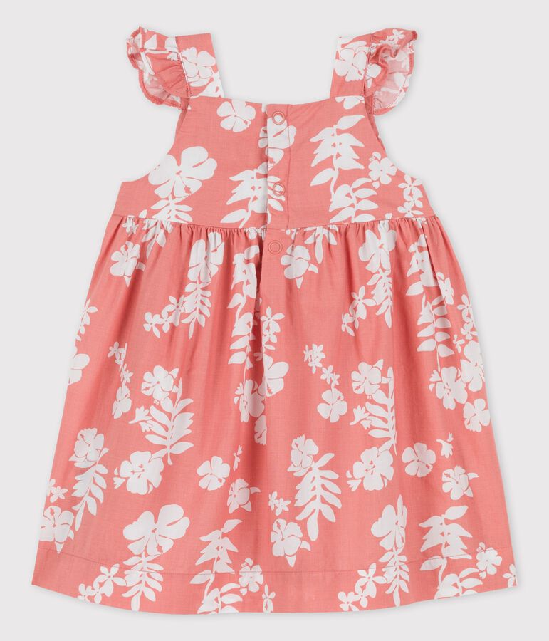 Babykleid aus Popeline mit Hawaii-Print rosa/weiss
