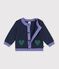 Baby-Cardigan aus Woll- und Baumwollstrick mit Herz-Jacquardmuster blau/vielfarbig