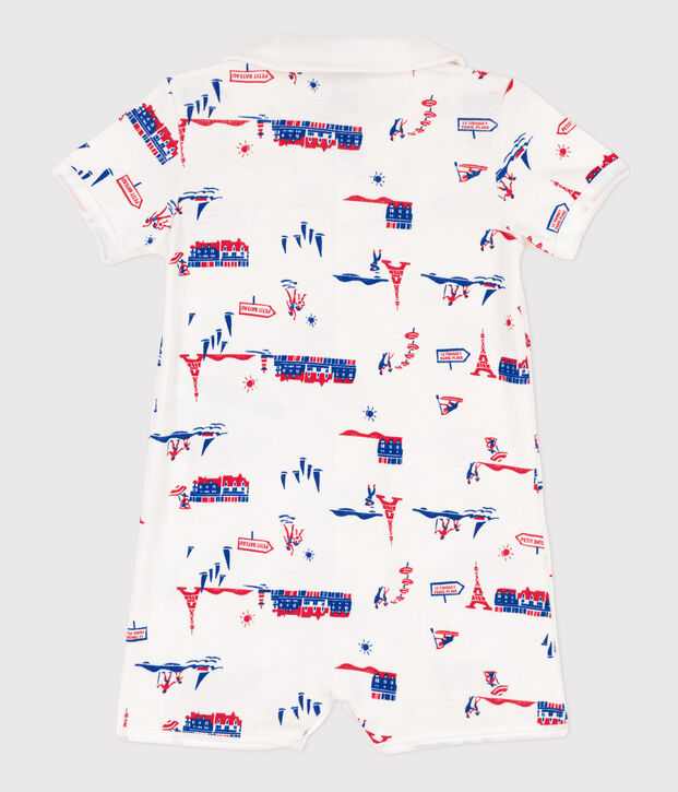 Baby-Kurzoverall Paris aus Baumwolle weiss/vielfarbig