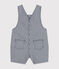 Kurze Baby-Latzhose aus Kattun blau MEDIEVAL/weiss MARSHMALLOW
