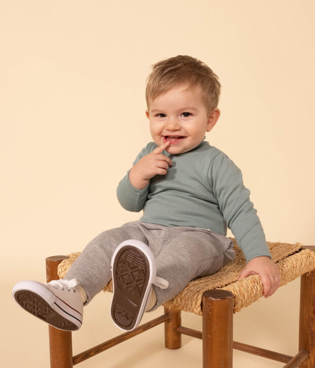 Lang&auml;rmeliger Baby-Body aus Baumwolle mit Rollkragen gr&uuml;n